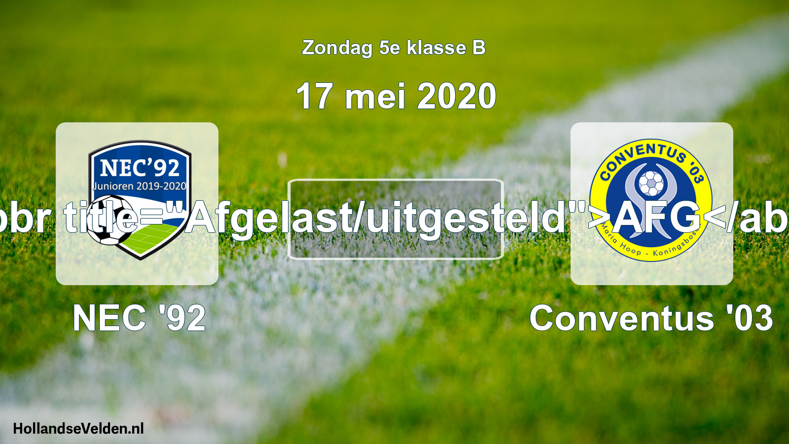Scheduled Match: NEC '92 - Conventus '03 (17 May 2020)