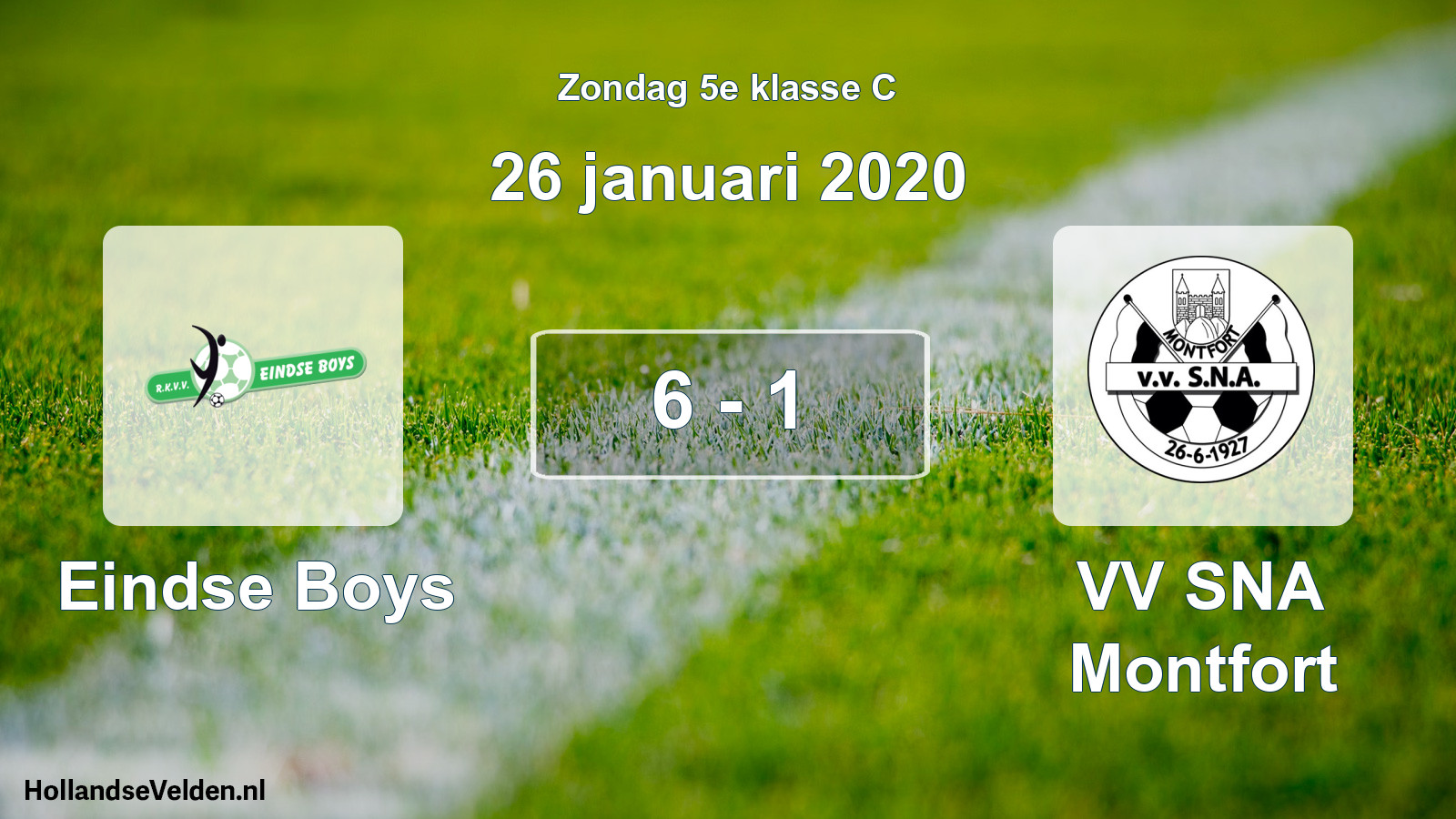 Total number of matches played: Eindse Boys - VV SNA Montfort 6 - 1 (26 January 2020)