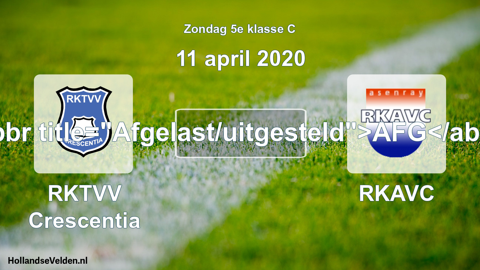 Scheduled Match: RKTVV Crescentia - RKAVC (11 April 2020)