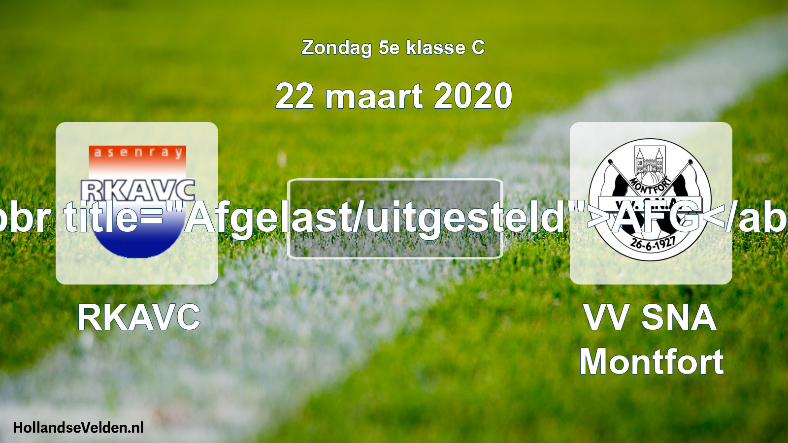 Scheduled Match: RKAVC - VV SNA Montfort (22 March 2020)
