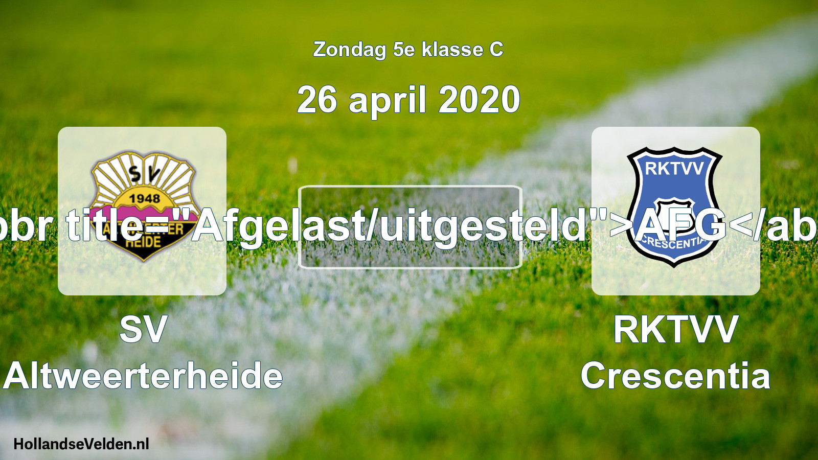 Scheduled Match: SV Altweerterheide - RKTVV Crescentia (26 April 2020)