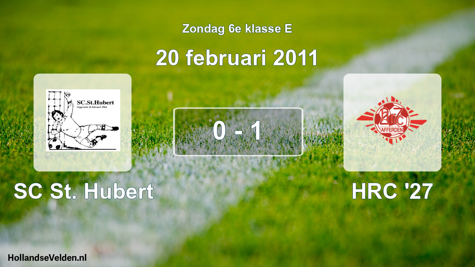 Total number of matches played: SC St. Hubert - HRC '27 0 - 1 (20 February 2011)