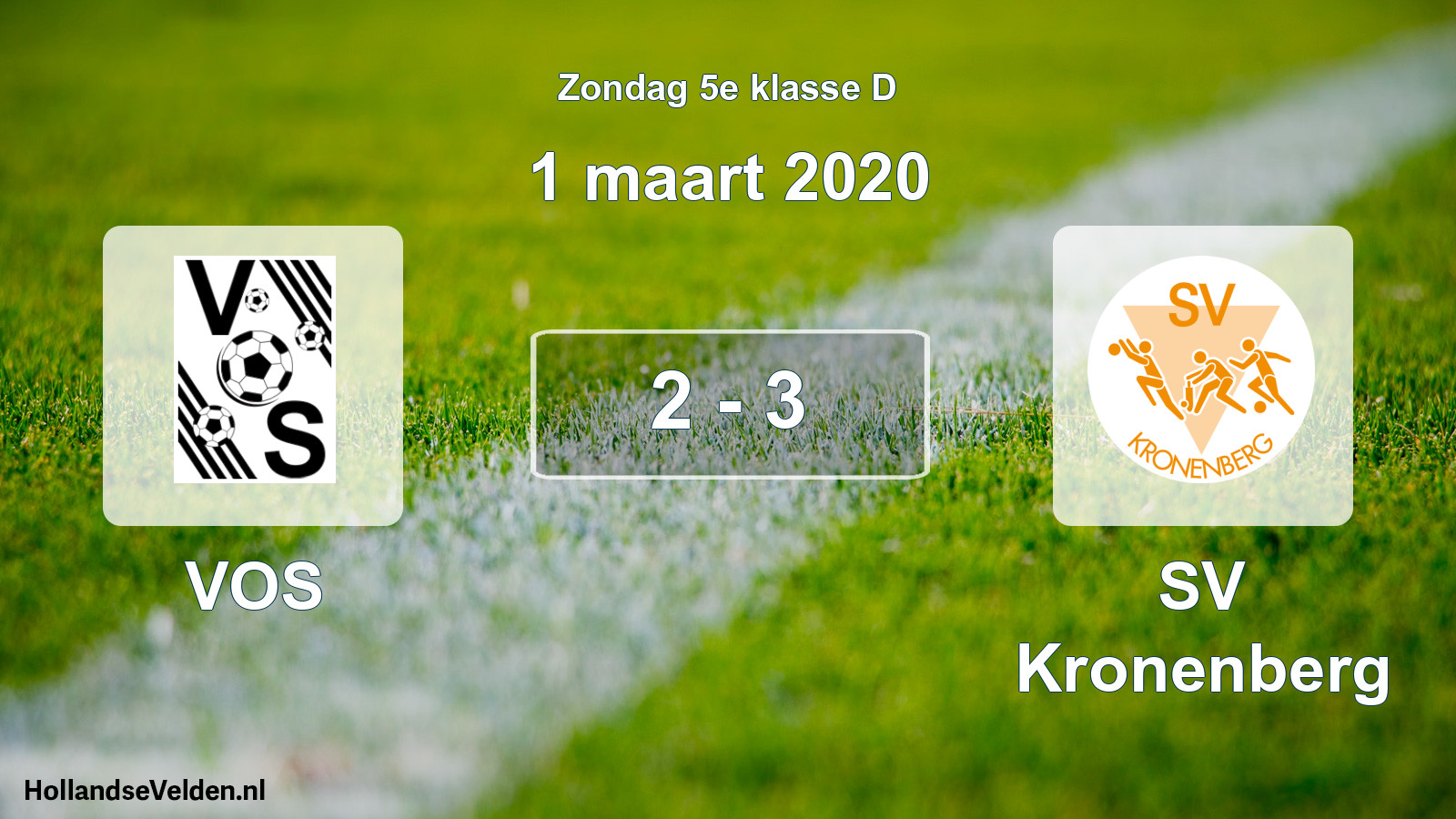 Total number of matches played: VOS - SV Kronenberg 2 - 3 (1 March 2020)