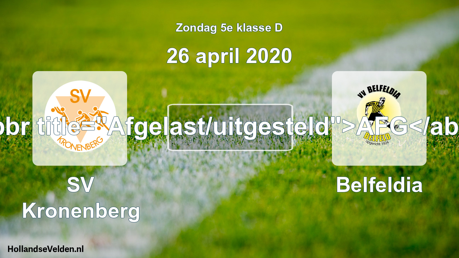 Scheduled Match: SV Kronenberg - Belfeldia (26 April 2020)