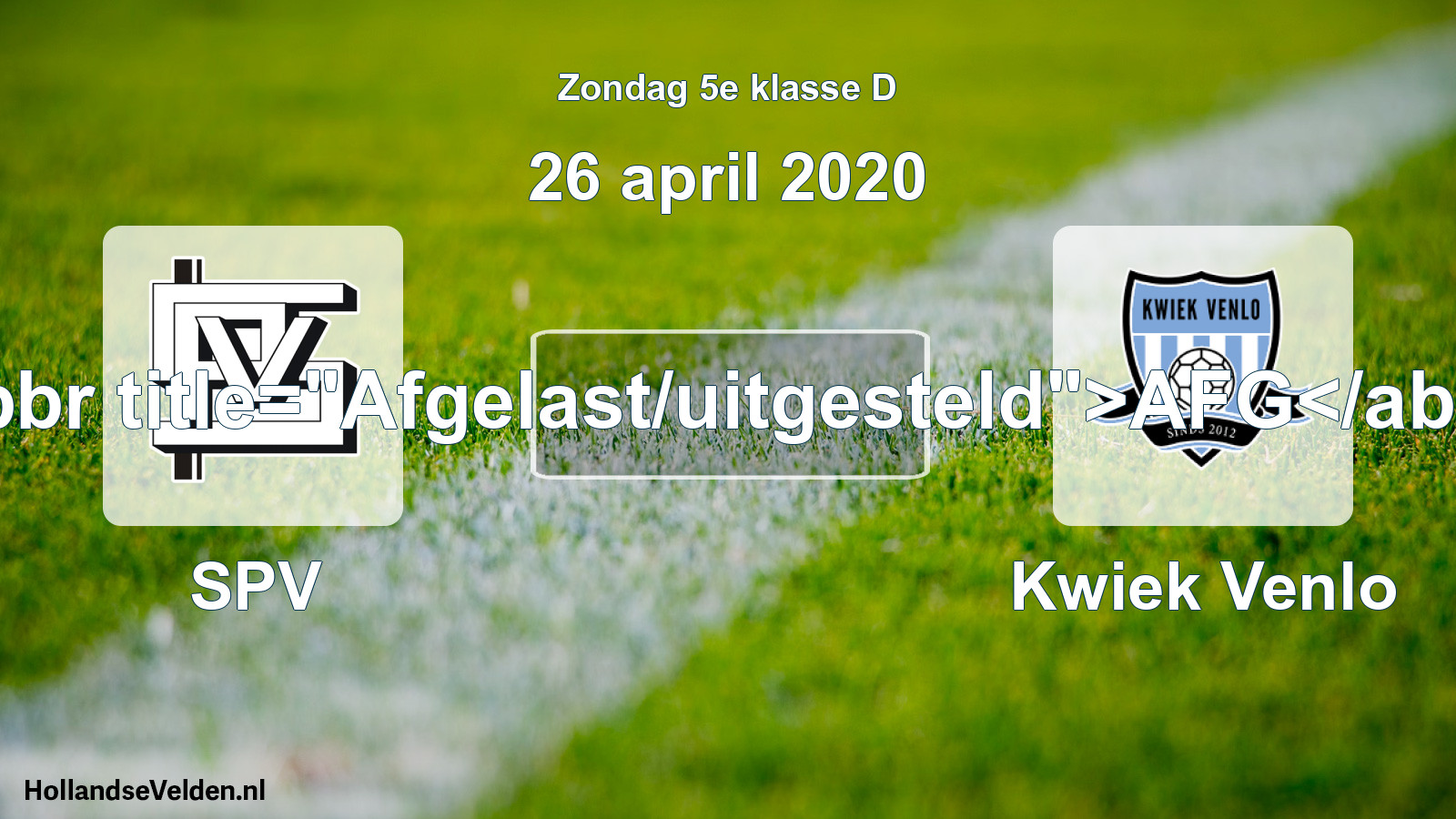 Scheduled Match: SPV - Kwiek Venlo (26 April 2020)