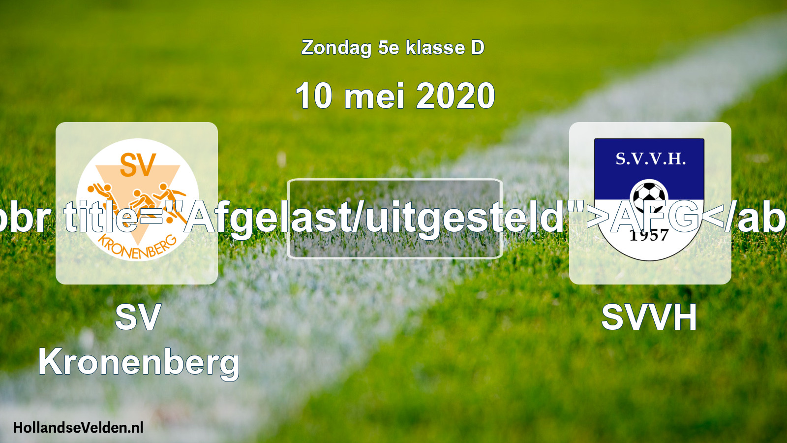 Scheduled Match: SV Kronenberg - SVVH (10 May 2020)
