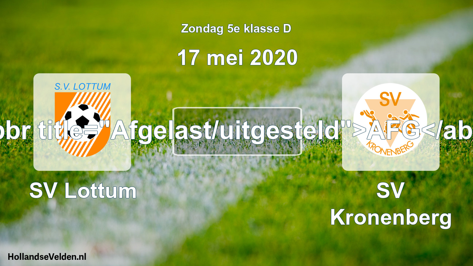 Scheduled Match: SV Lottum - SV Kronenberg (17 May 2020)
