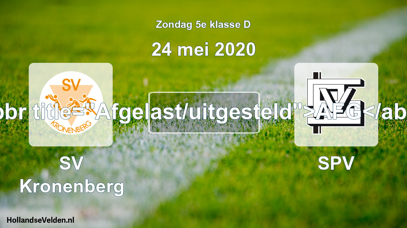 Scheduled Match: SV Kronenberg - SPV (24 May 2020)