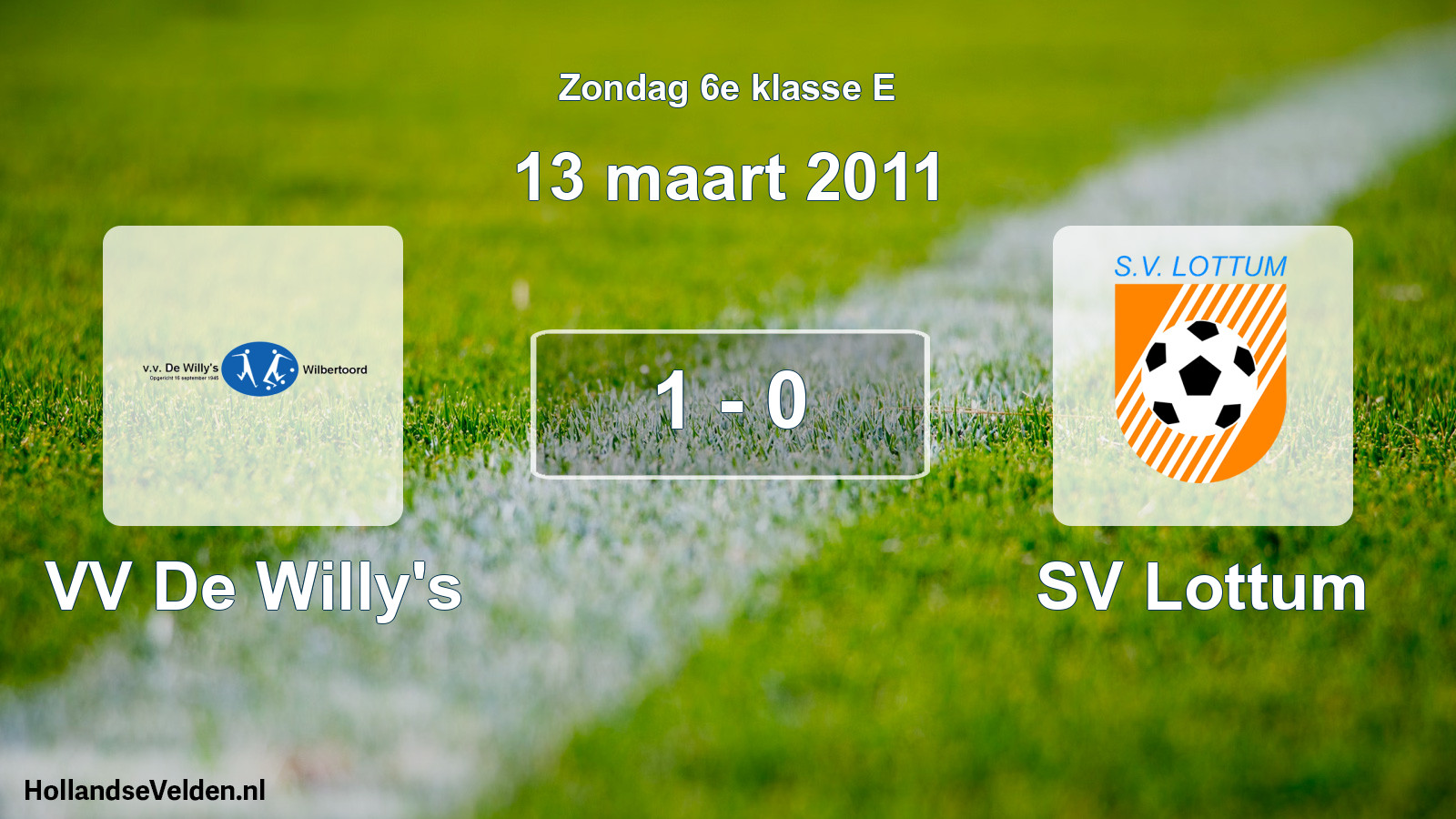 Total number of matches played: VV De Willy's - SV Lottum 1 - 0 (13 March 2011)