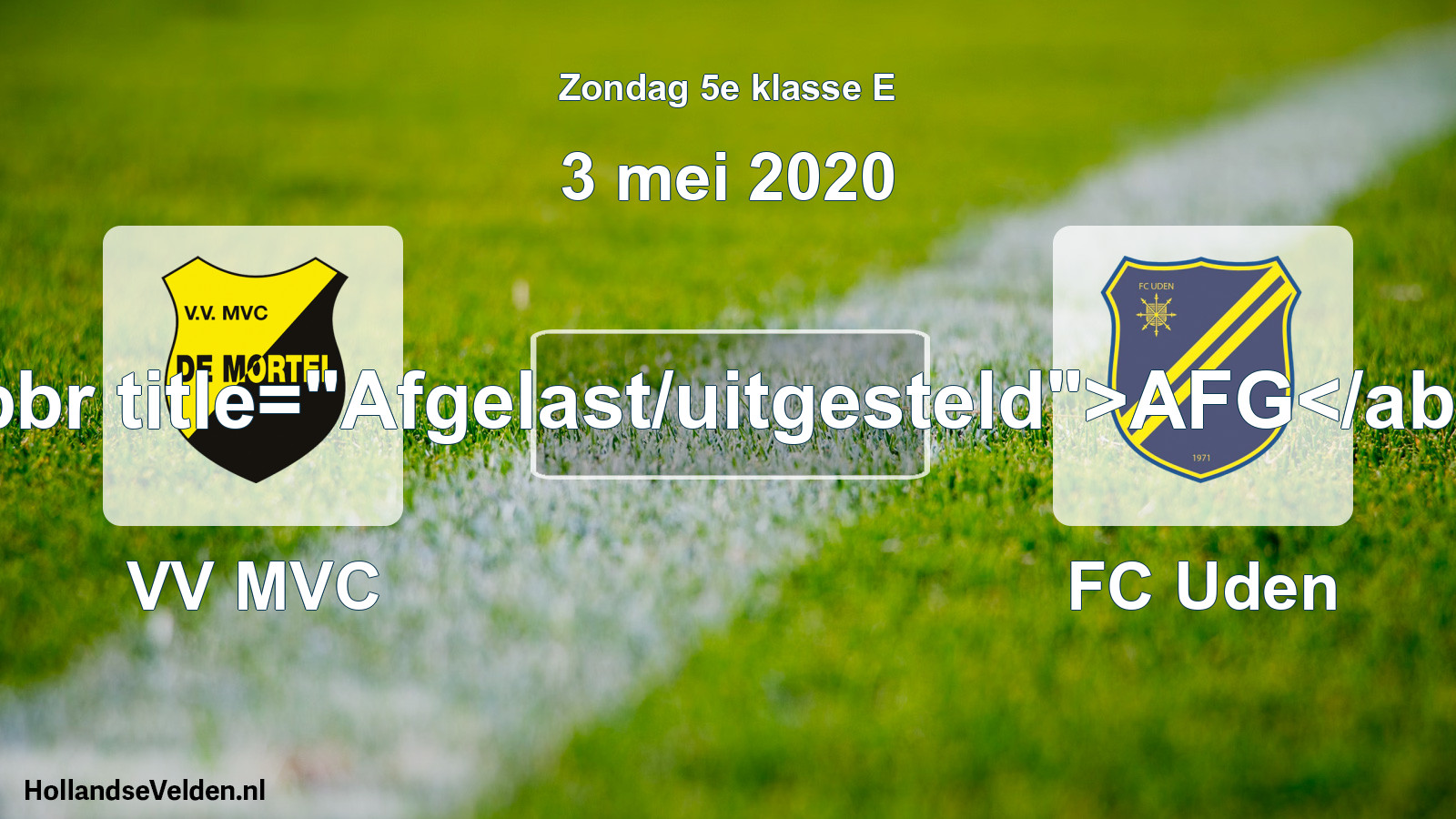 Scheduled Match: VV MVC - FC Uden (3 May 2020)