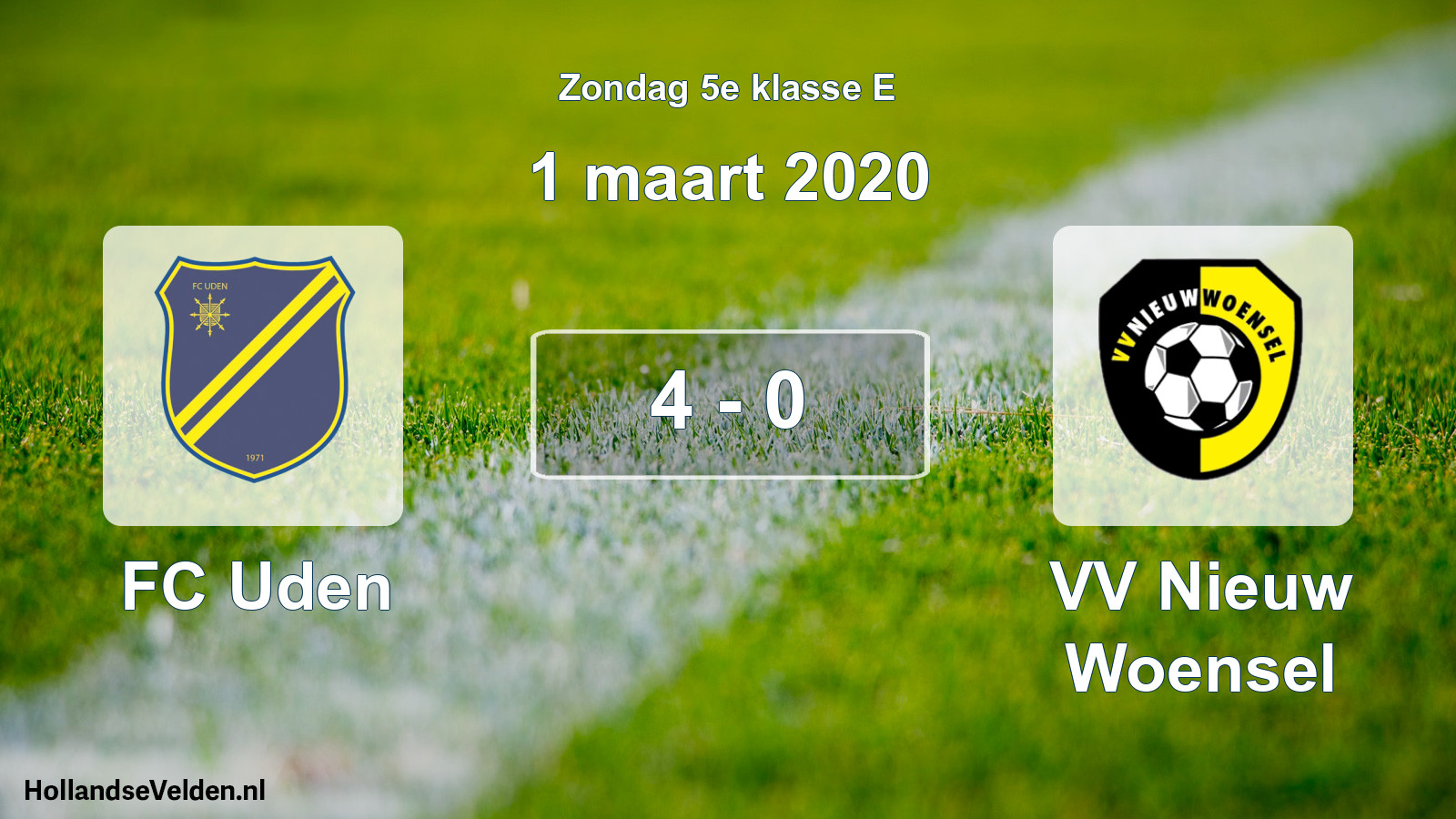 Total number of matches played: FC Uden - VV Nieuw Woensel 4 - 0 (1 March 2020)