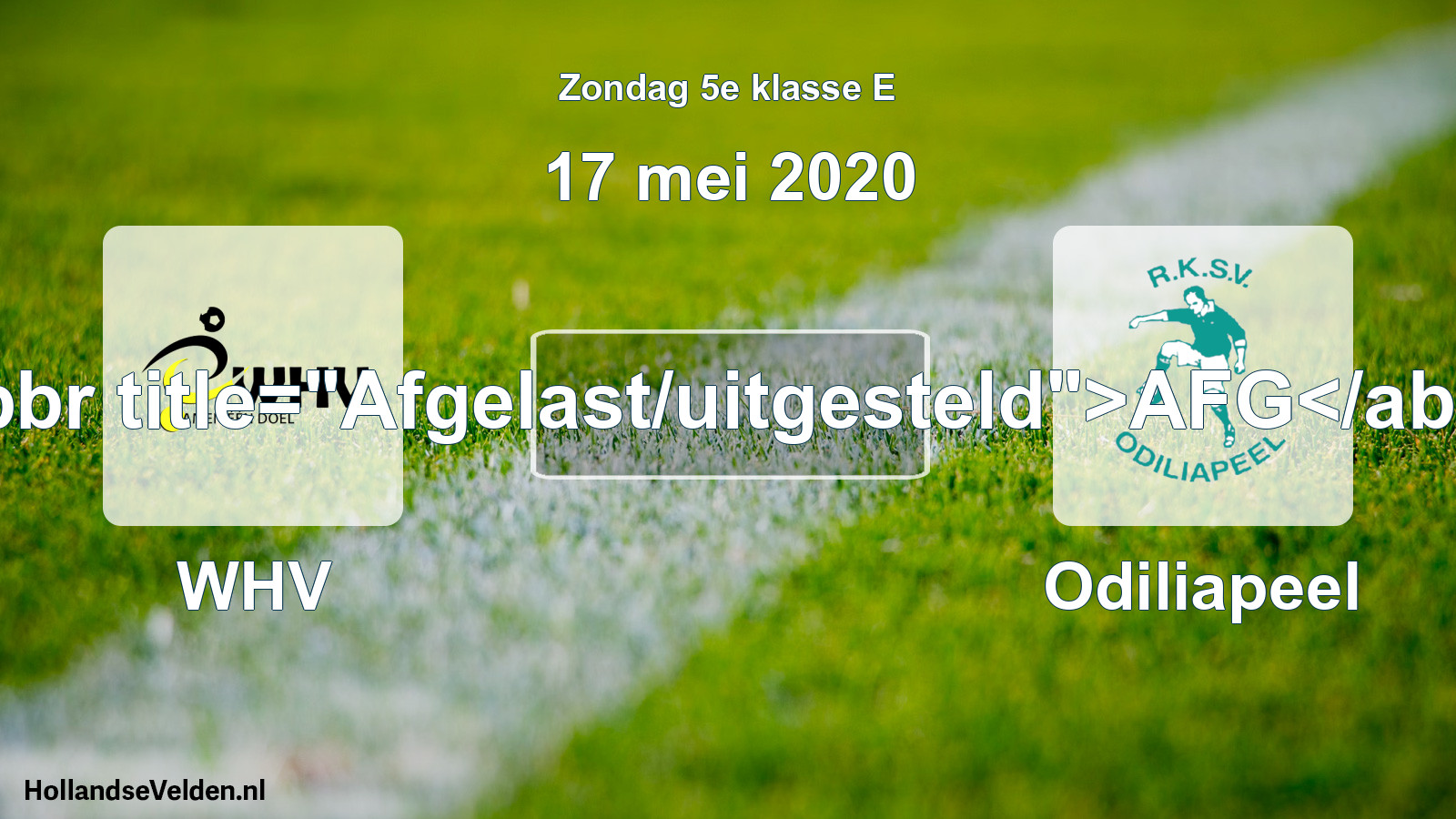 Scheduled Match: WHV - Odiliapeel (17 May 2020)