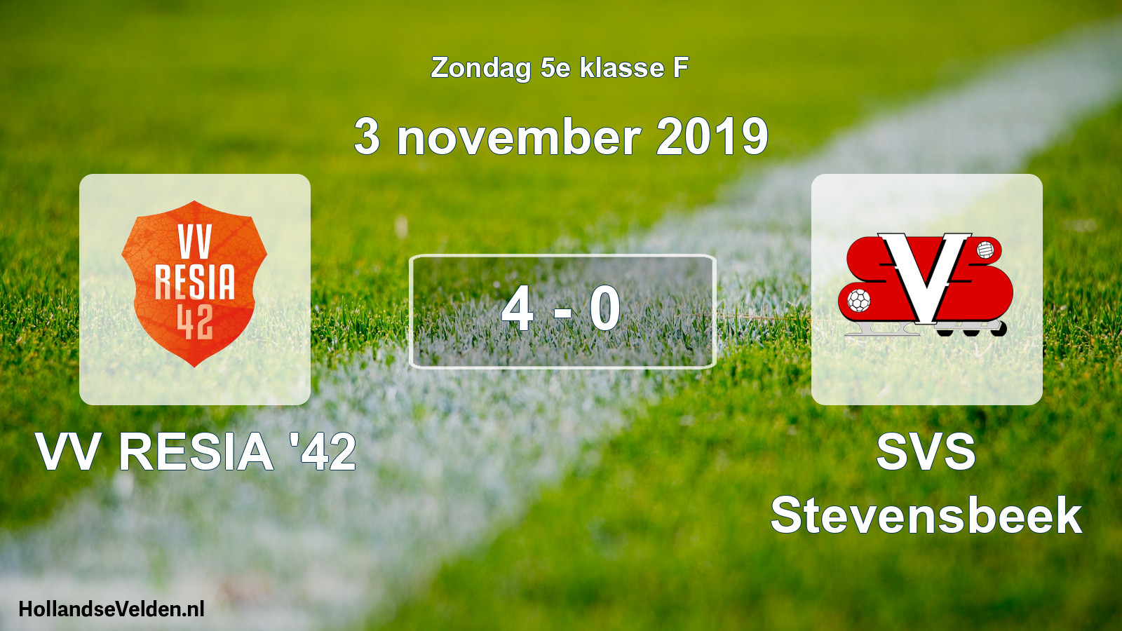 Total number of matches played: VV RESIA '42 - SVS Stevensbeek 4 - 0 (3 November 2019)