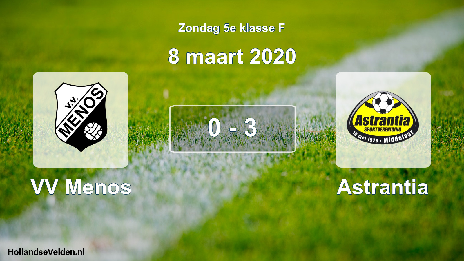 Total number of matches played: VV Menos - Astrantia 0 - 3 (8 March 2020)