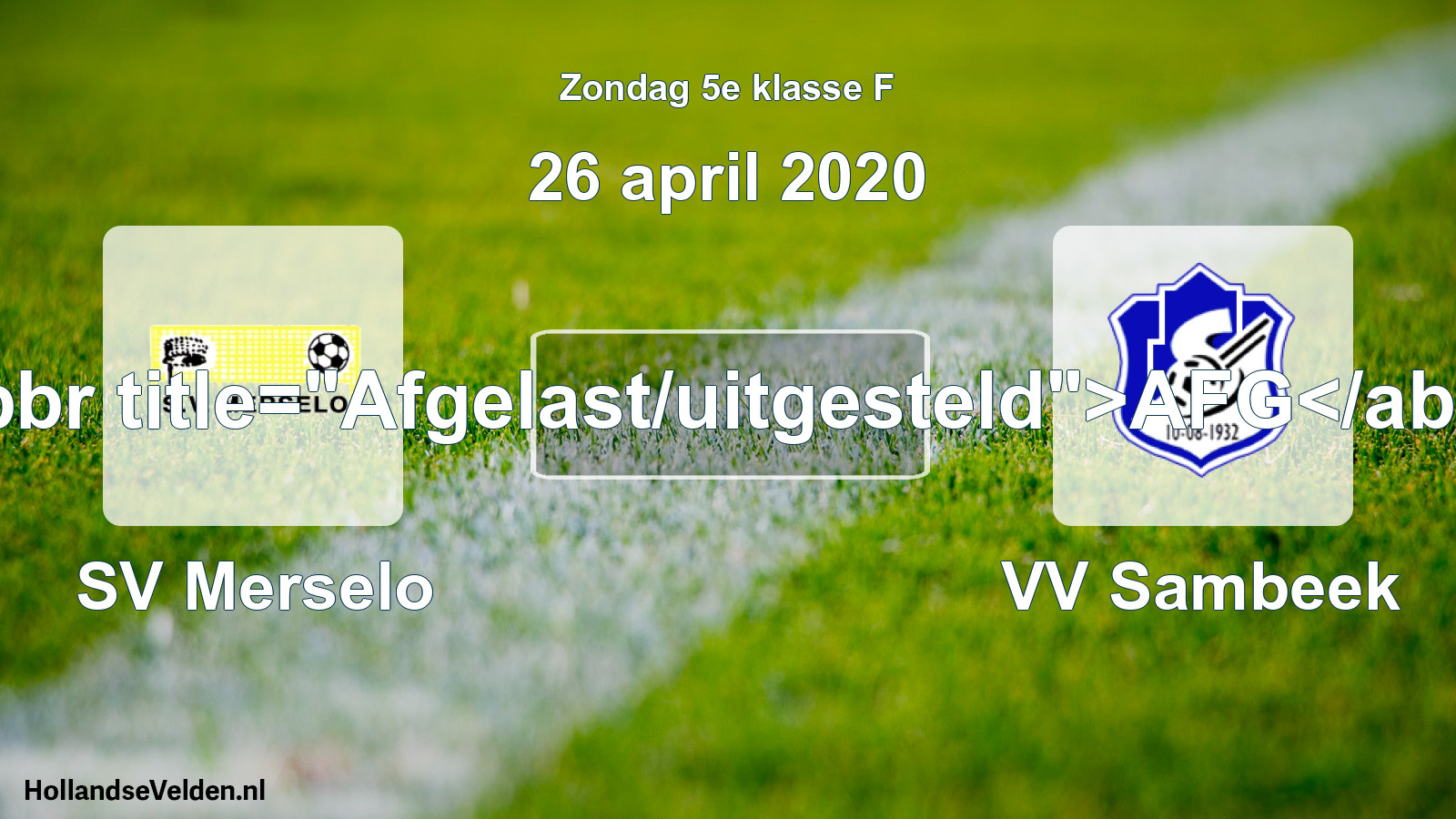 Scheduled Match: SV Merselo - VV Sambeek (26 April 2020)