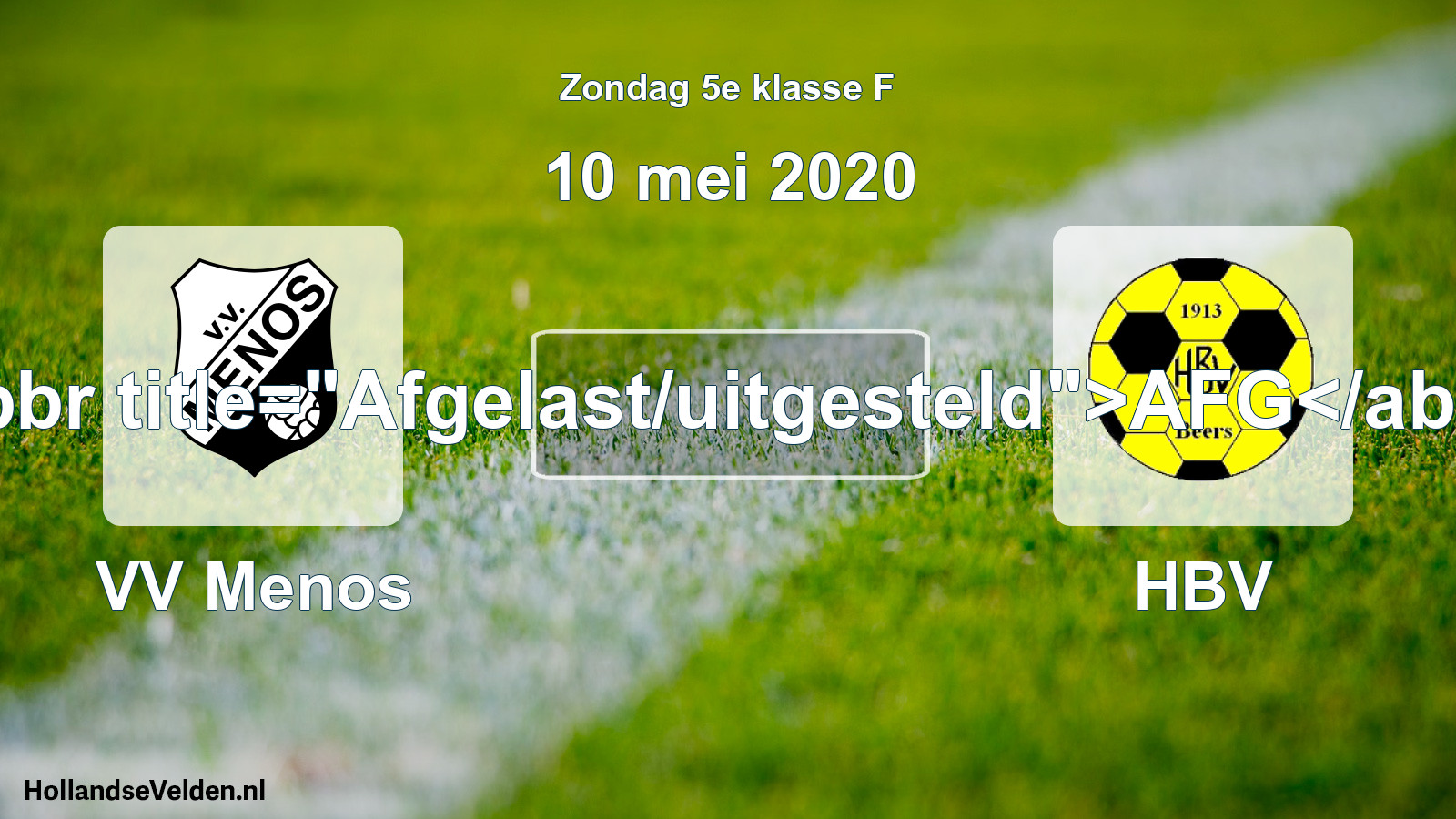 Scheduled Match: VV Menos - HBV (10 May 2020)