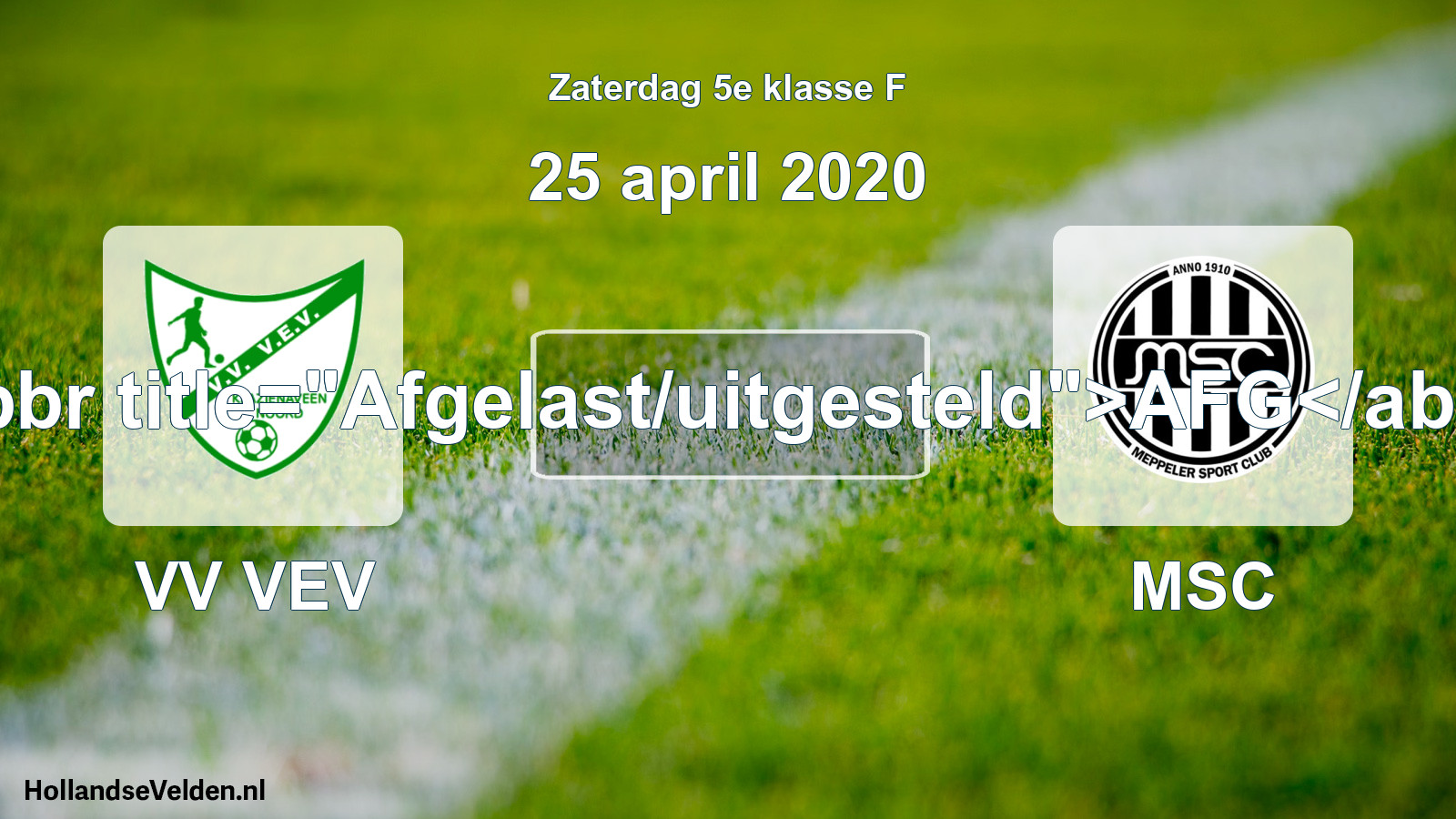 Scheduled Match: VV VEV - MSC (25 April 2020)