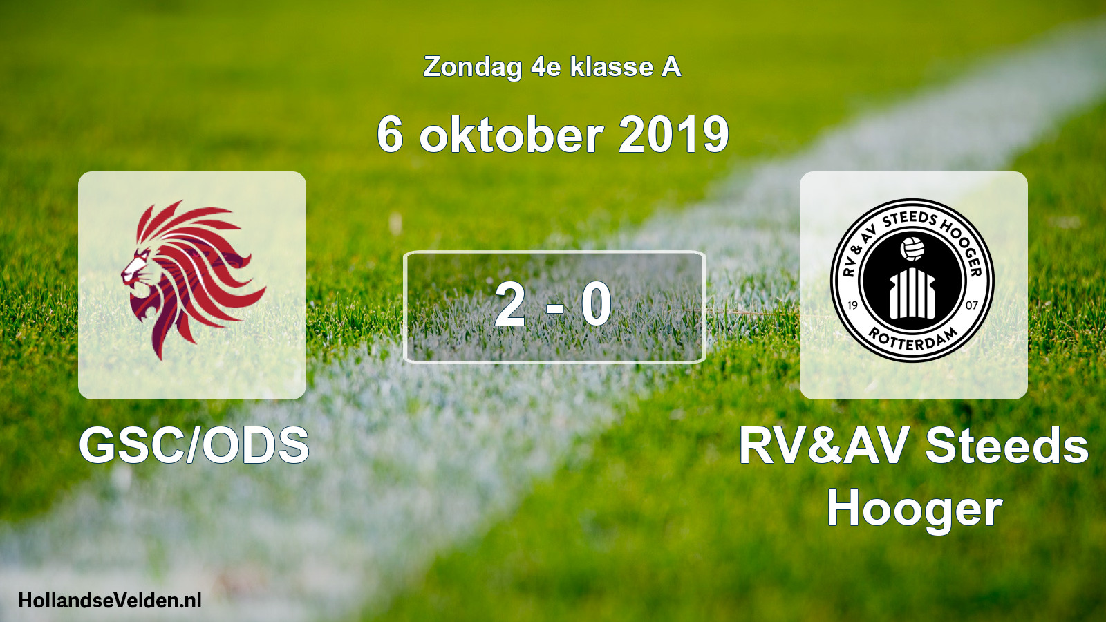 Total number of matches played: GSC/ODS - RV&AV Steeds Hooger 2 - 0 (6 October 2019)