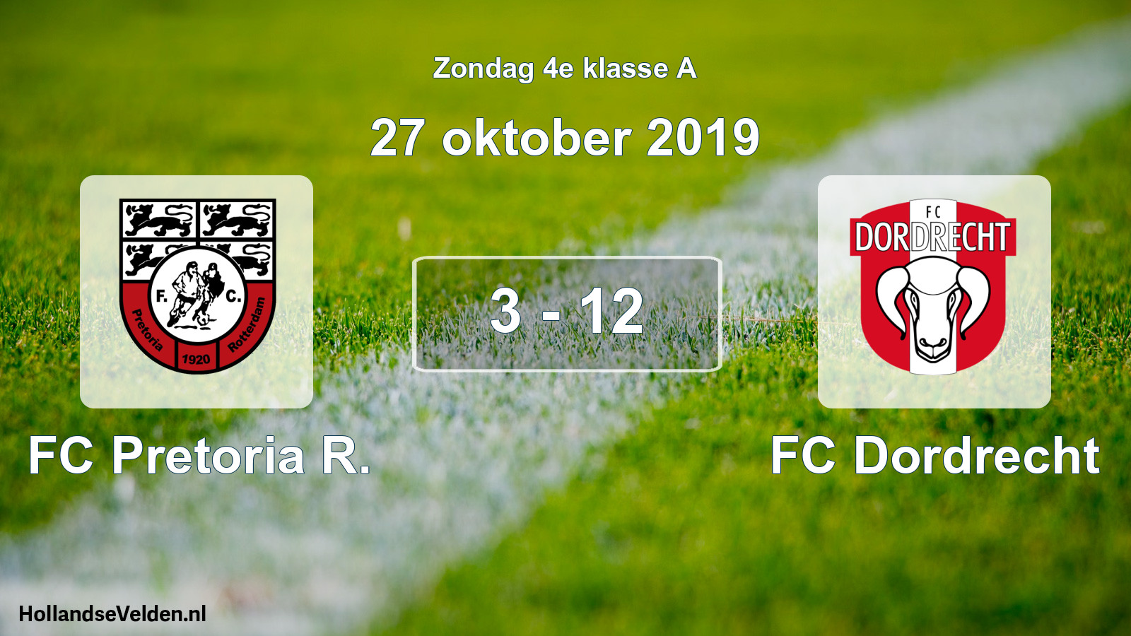 Total number of matches played: FC Pretoria R. - FC Dordrecht 3 - 12 (27 October 2019)