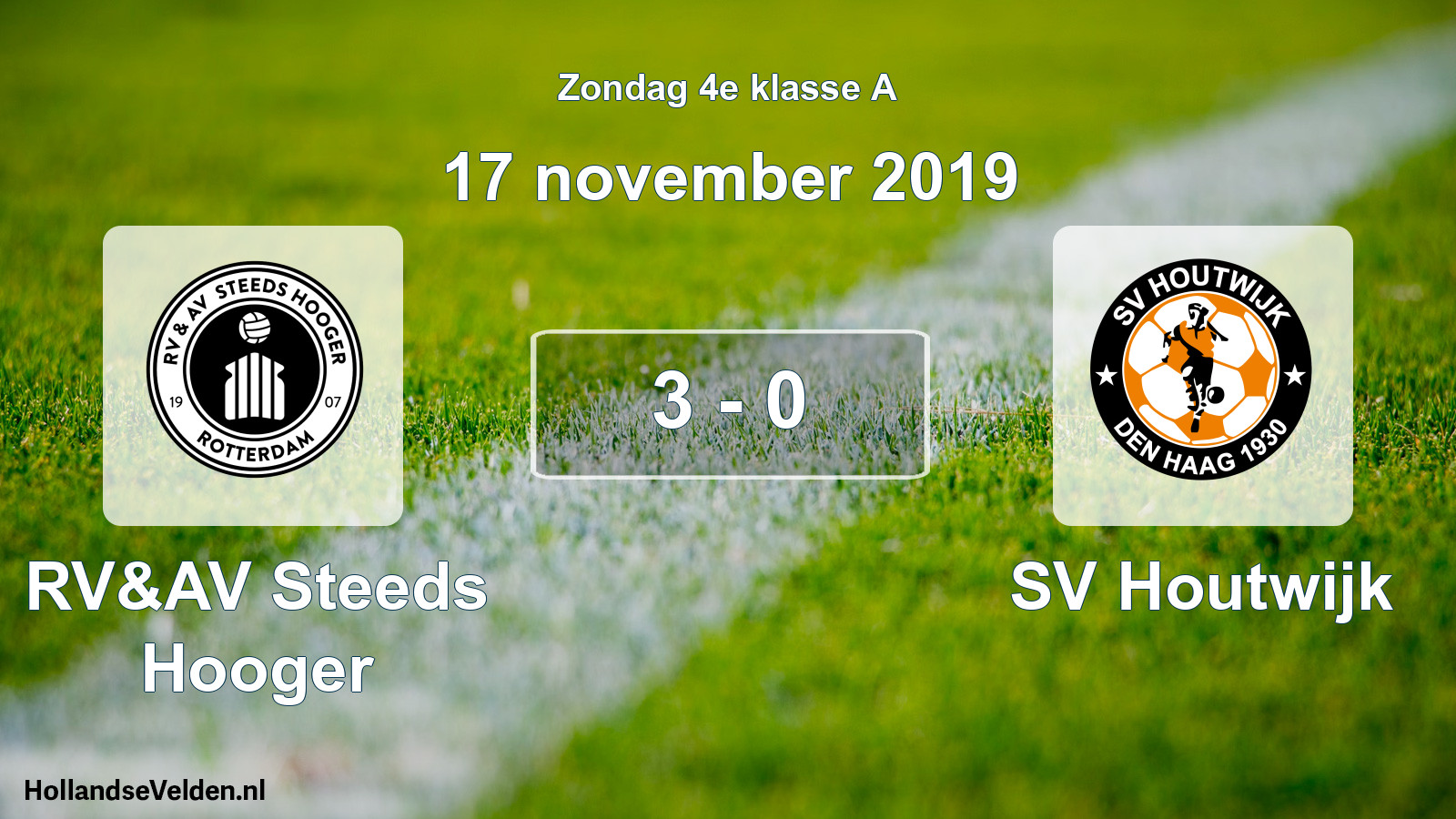 Total number of matches played: RV&AV Steeds Hooger - SV Houtwijk 3 - 0 (17 November 2019)