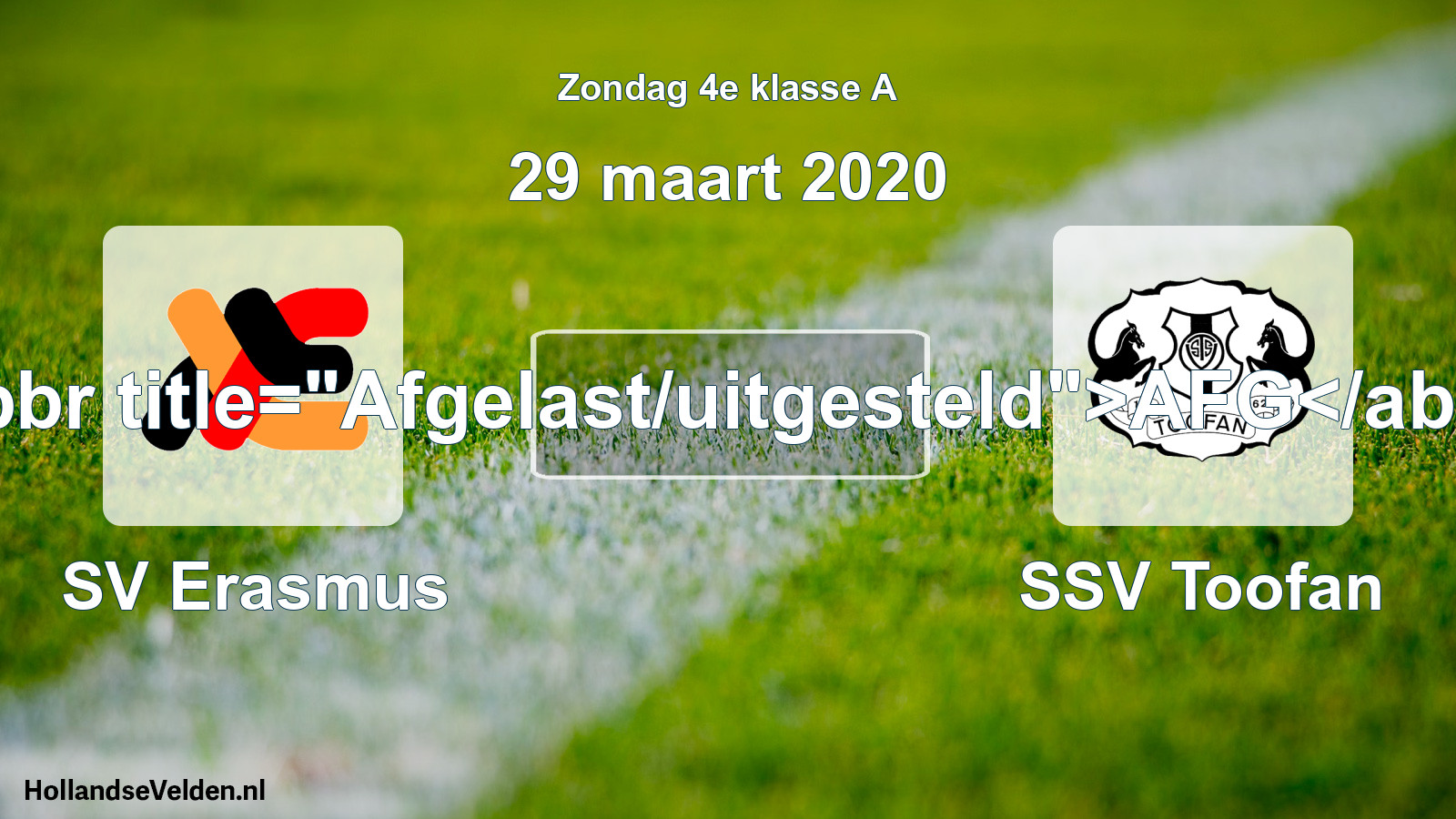 Scheduled Match: SV Erasmus - SSV Toofan (29 March 2020)