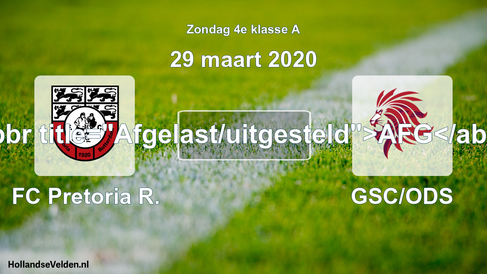 Scheduled Match: FC Pretoria R. - GSC/ODS (29 March 2020)