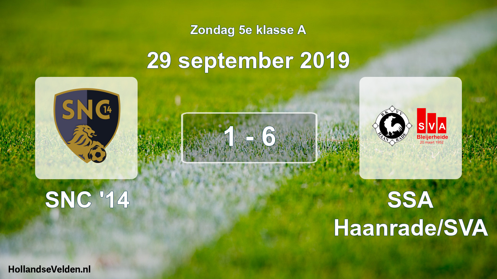Total number of matches played: SNC '14 - SSA Haanrade/SVA 1 - 6 (29 September 2019)