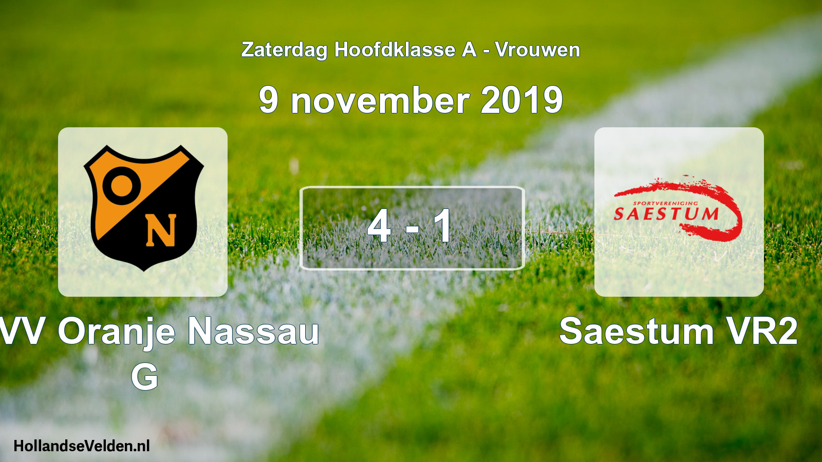 Total number of matches played: CVV Oranje Nassau G - Saestum VR2 4 - 1 (9 November 2019)