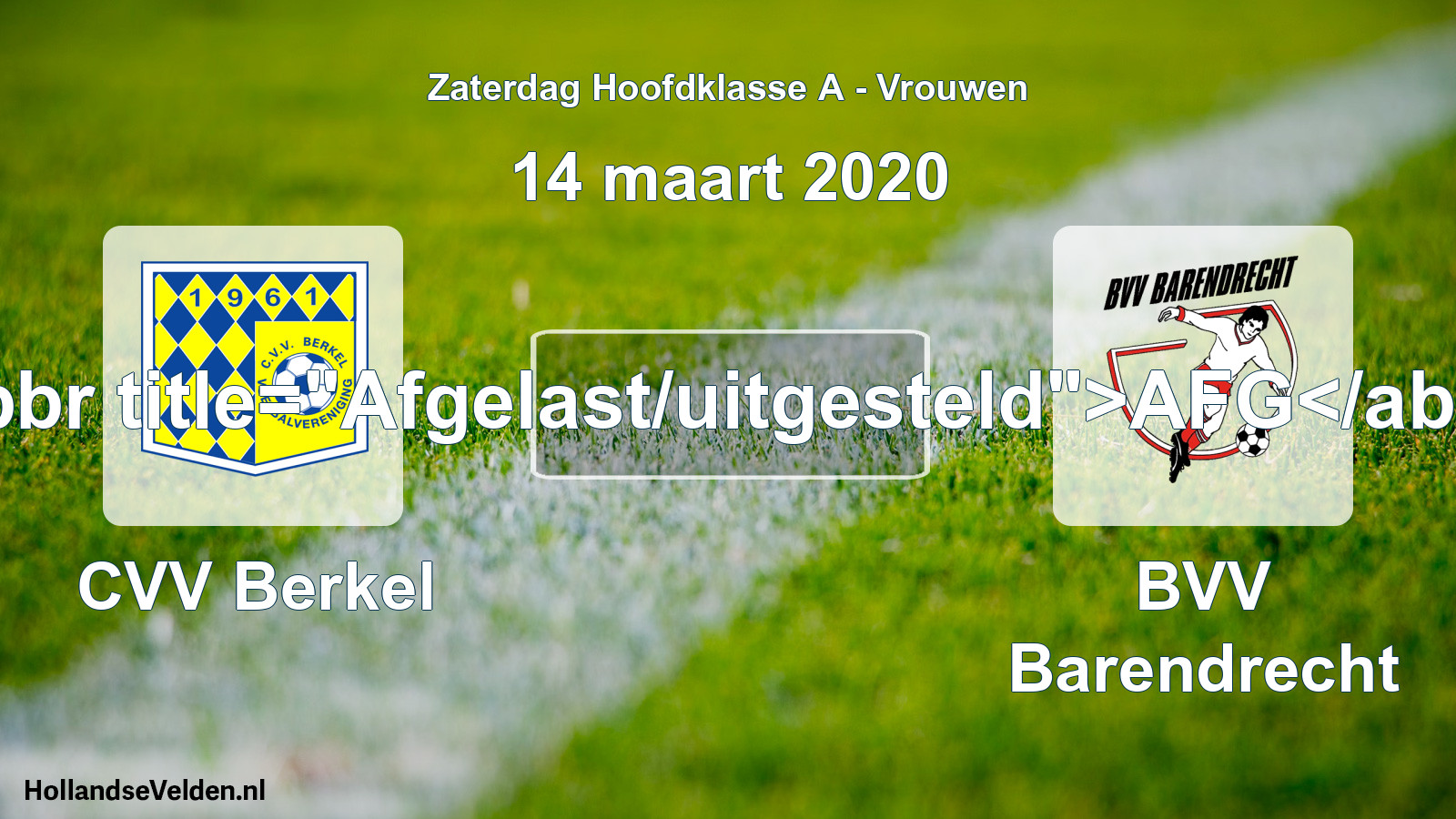 Scheduled Match: CVV Berkel - BVV Barendrecht (14 March 2020)