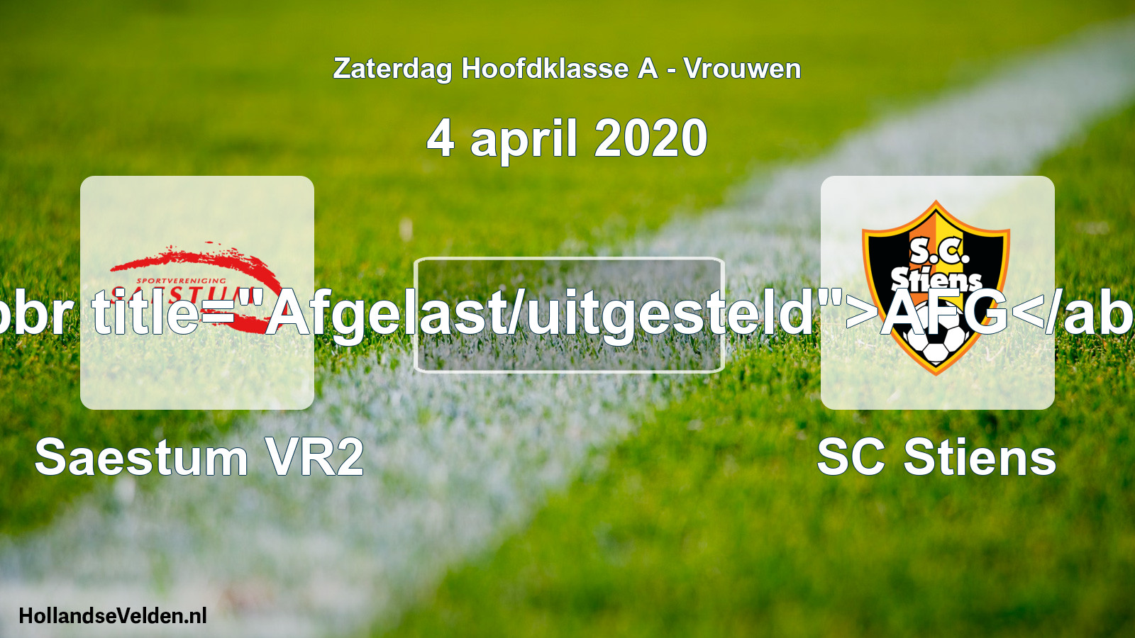 Scheduled Match: Saestum VR2 - SC Stiens (4 April 2020)