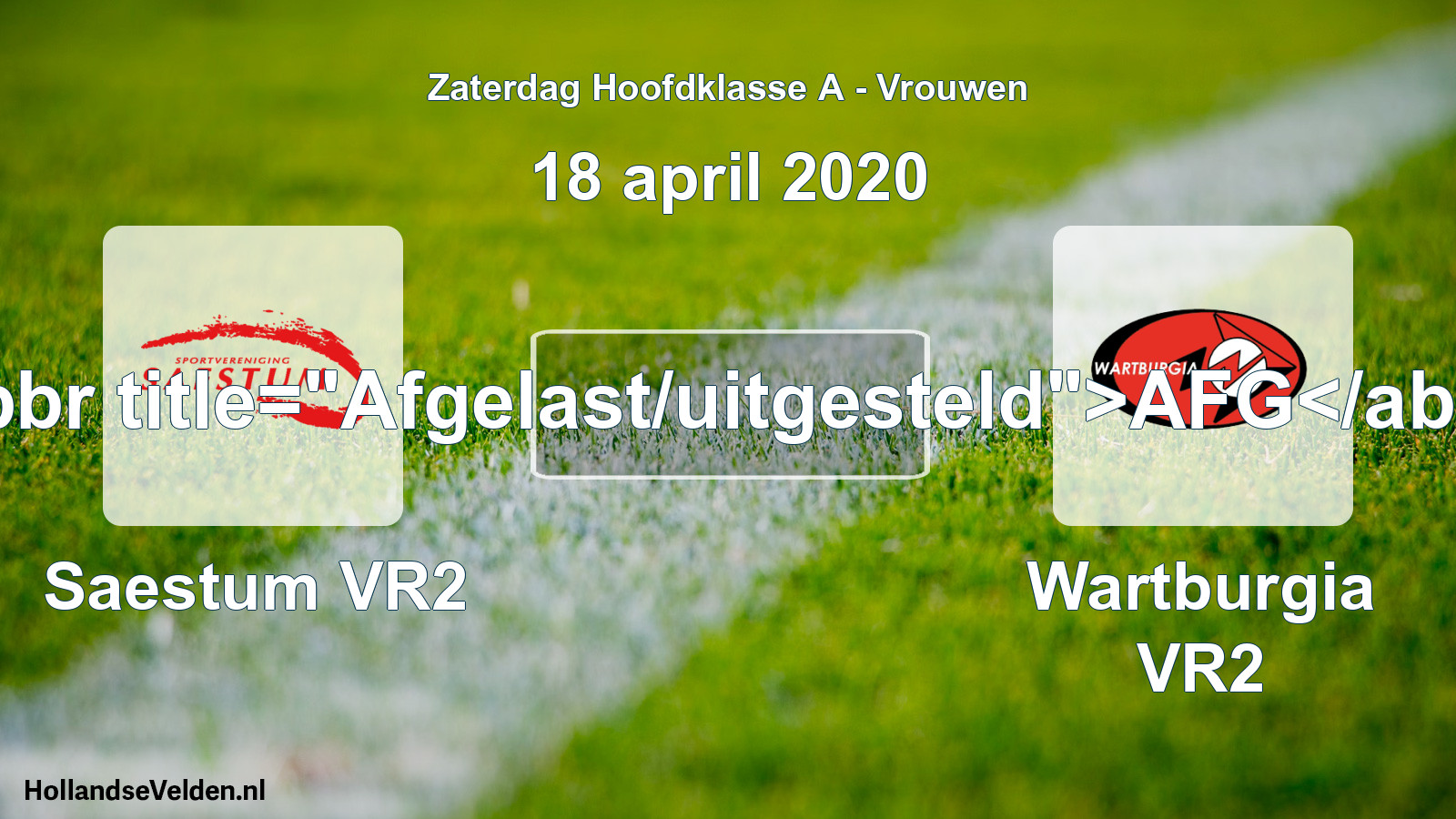 Scheduled Match: Saestum VR2 - Wartburgia VR2 (18 April 2020)