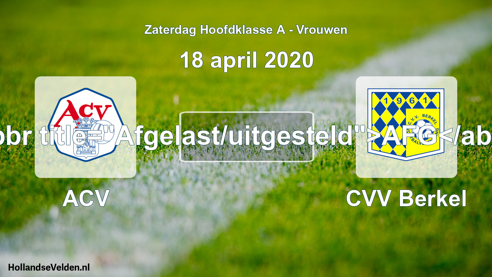 Scheduled Match: ACV - CVV Berkel (18 April 2020)