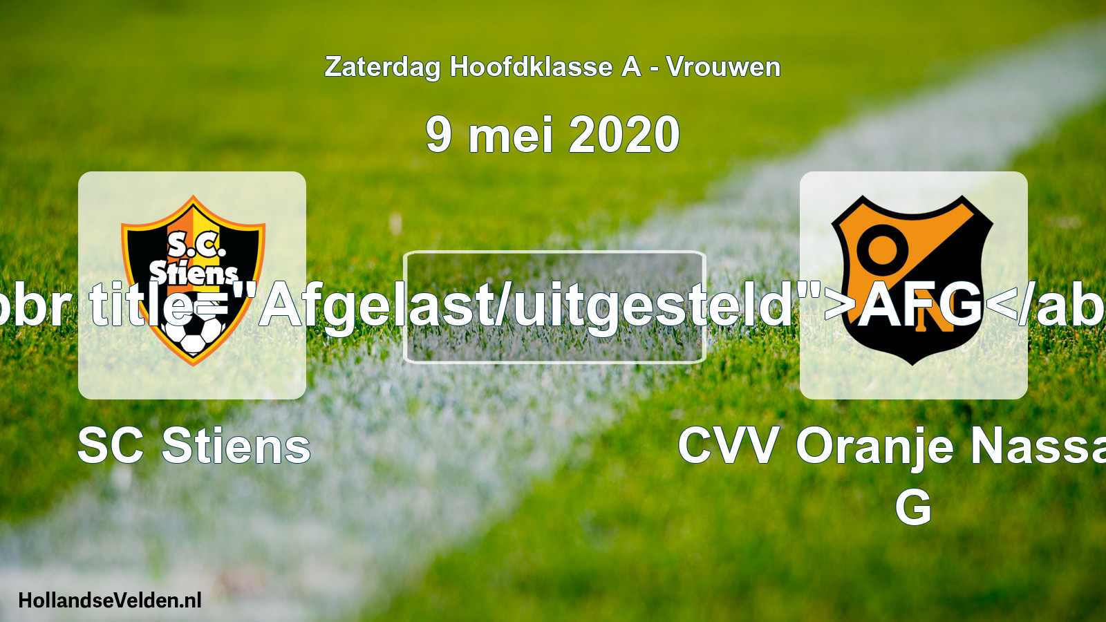 Scheduled Match: SC Stiens - CVV Oranje Nassau G (9 May 2020)