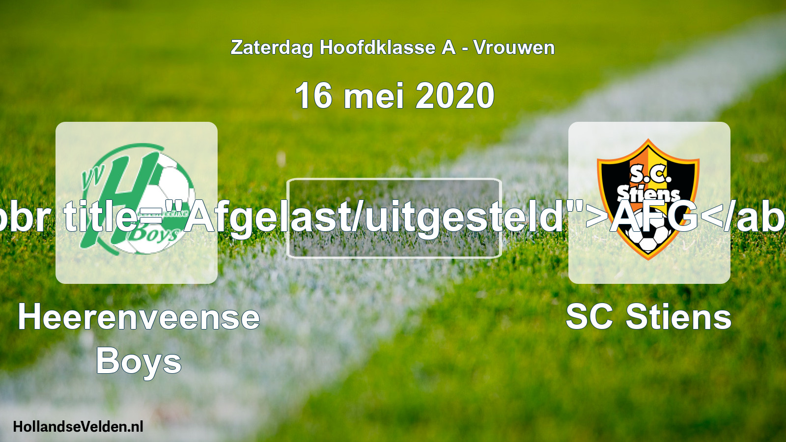Scheduled Match: Heerenveense Boys - SC Stiens (16 May 2020)