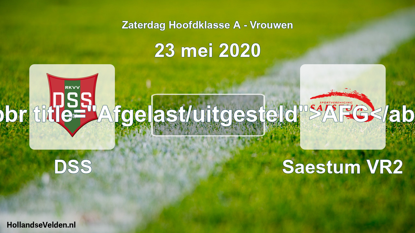 Scheduled Match: DSS - Saestum VR2 (23 May 2020)