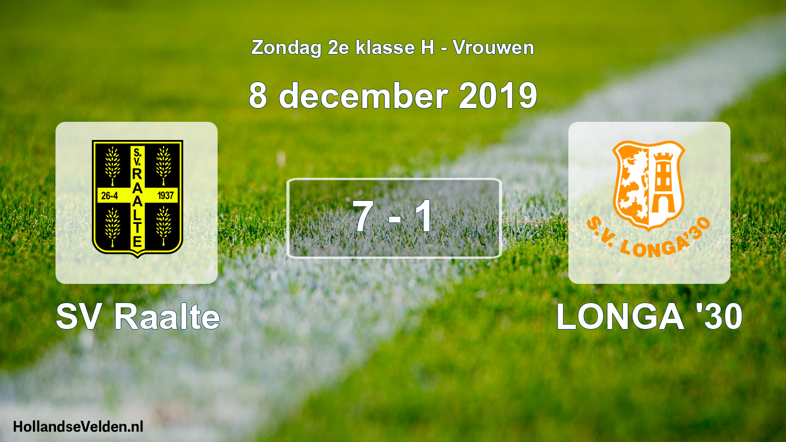 Gespeelde wedstrijd: SV Raalte - LONGA '30 7 - 1 (8 december 2019)