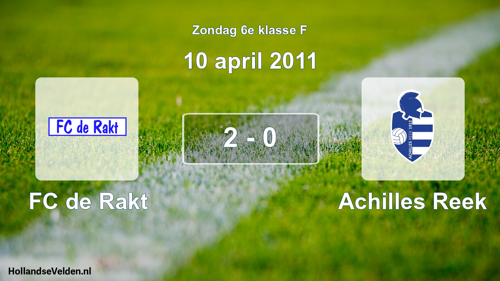 Total number of matches played: FC de Rakt - Achilles Reek 2 - 0 (10 April 2011)