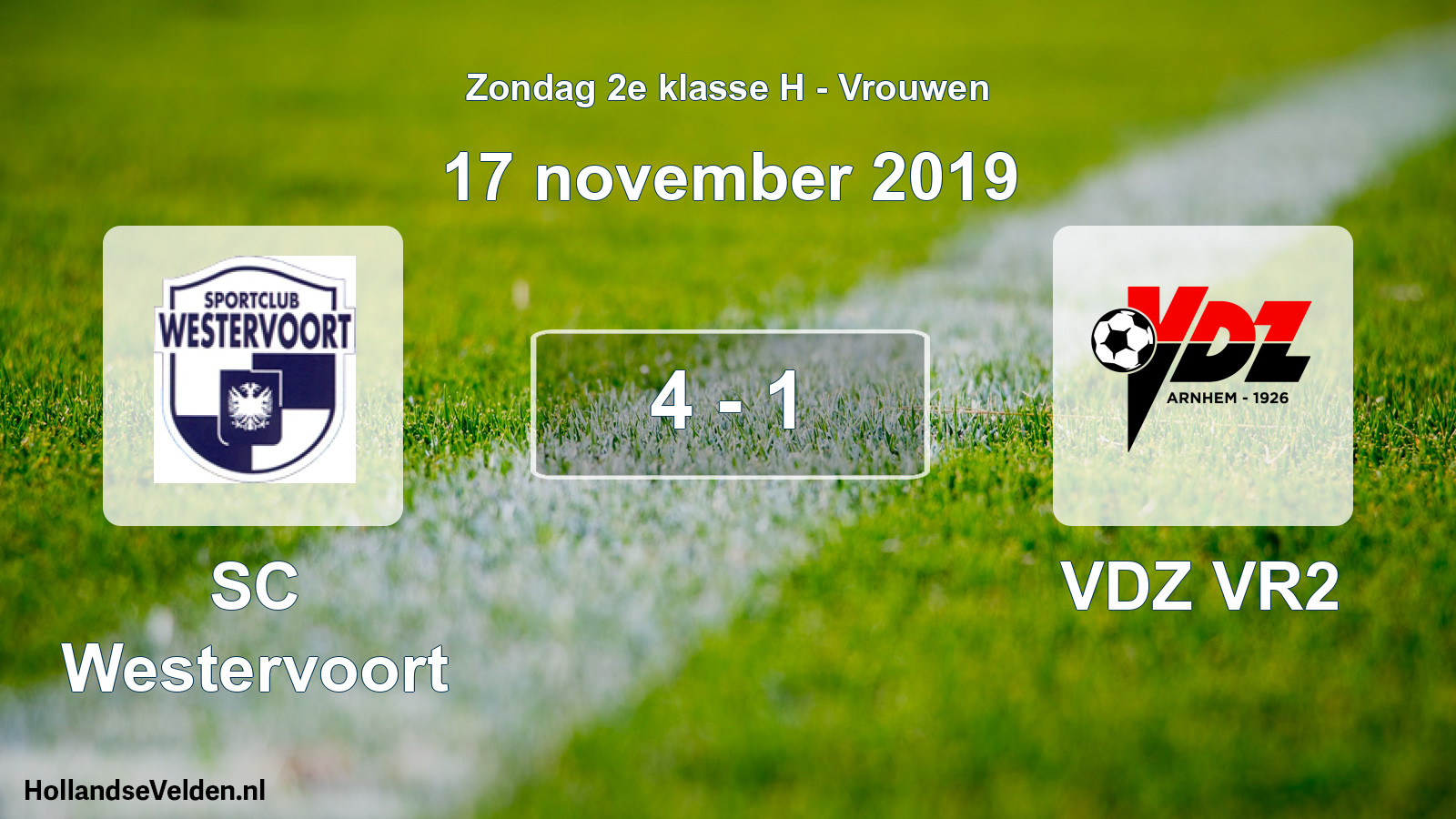 Gespeelde wedstrijd: SC Westervoort - VDZ VR2 4 - 1 (17 november 2019)