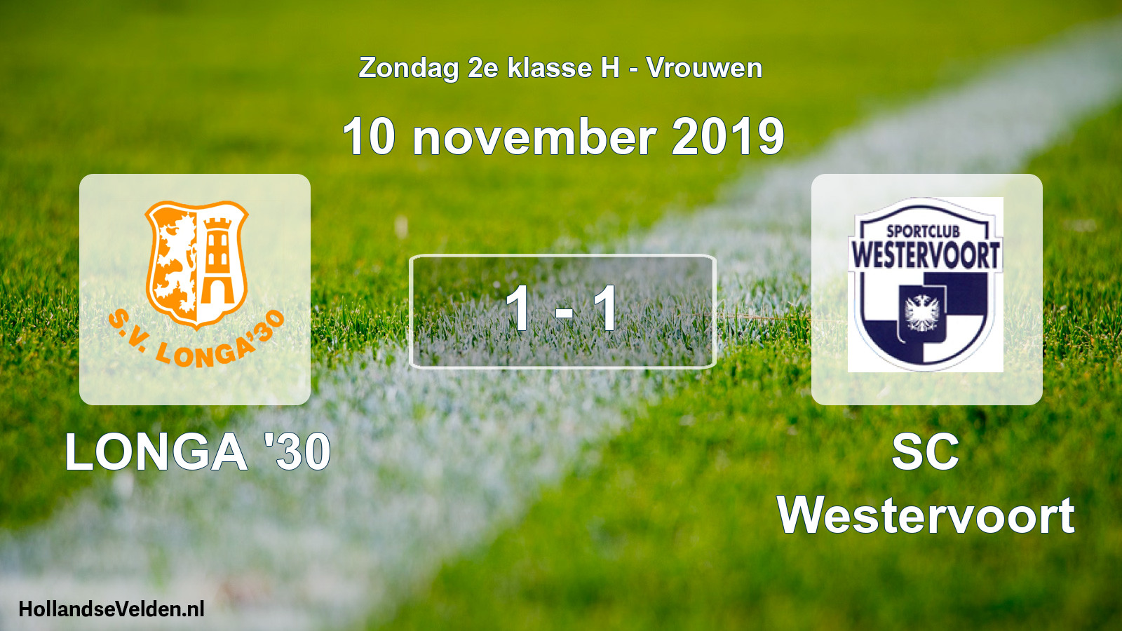 Gespeelde wedstrijd: LONGA '30 - SC Westervoort 1 - 1 (10 november 2019)