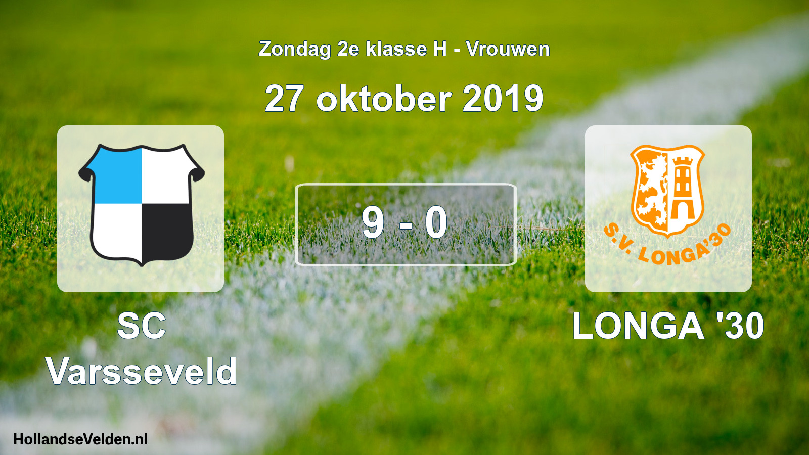 Gespeelde wedstrijd: SC Varsseveld - LONGA '30 9 - 0 (27 oktober 2019)