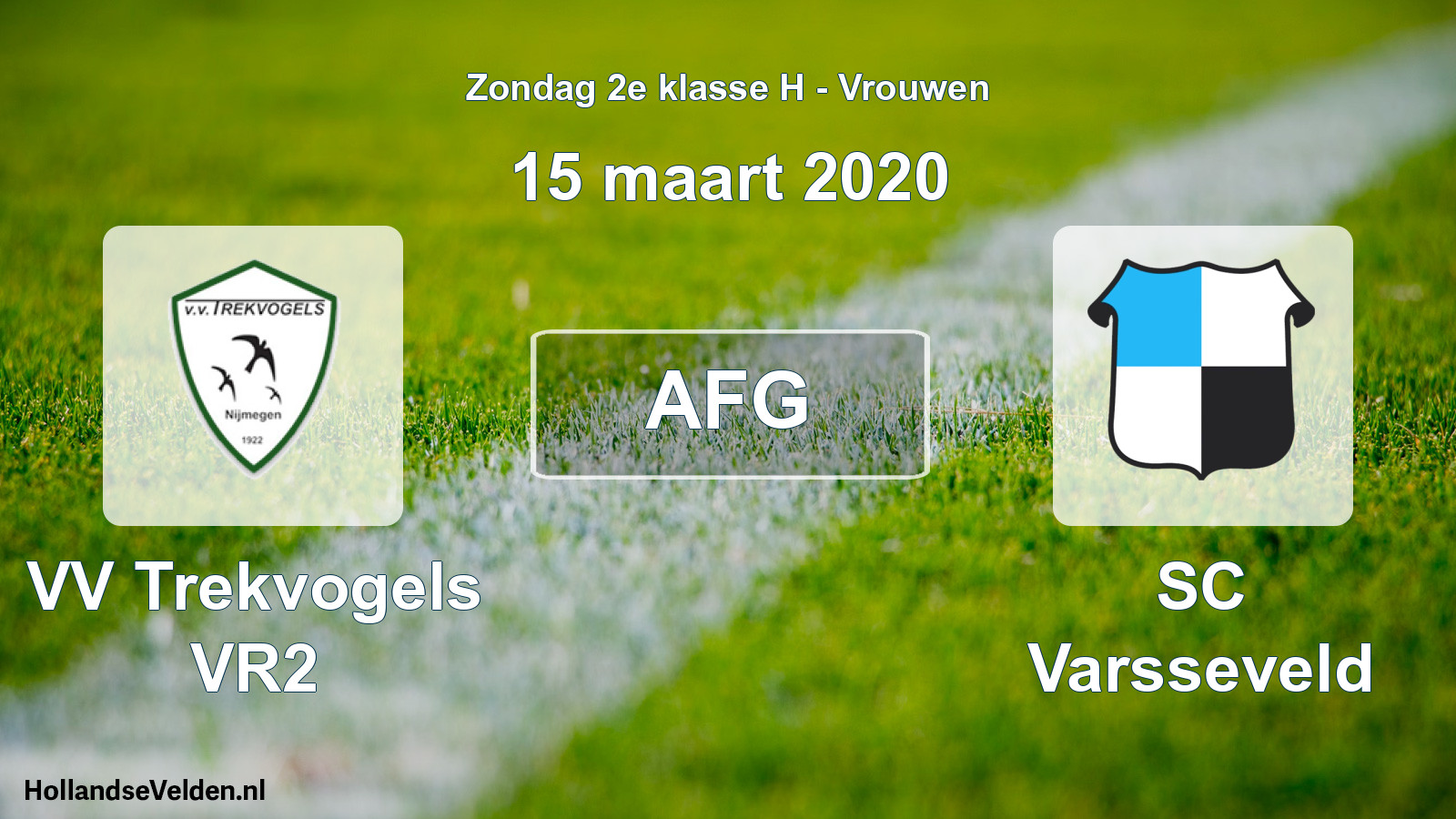 Geplande wedstrijd: VV Trekvogels VR2 - SC Varsseveld (15 maart 2020)