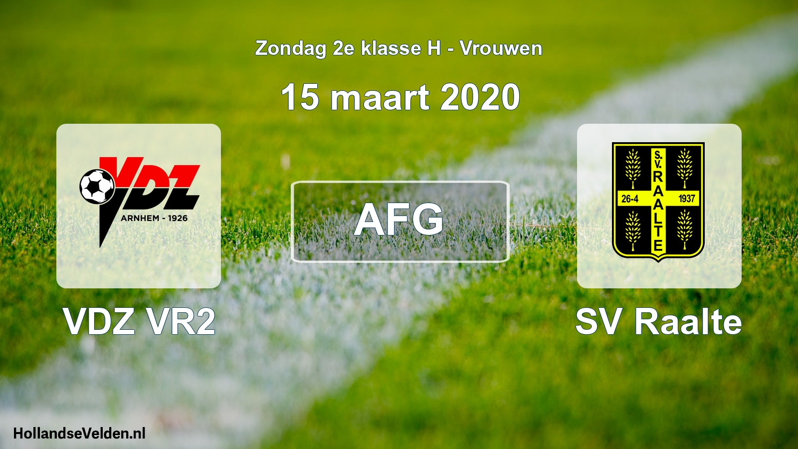 Geplande wedstrijd: VDZ VR2 - SV Raalte (15 maart 2020)