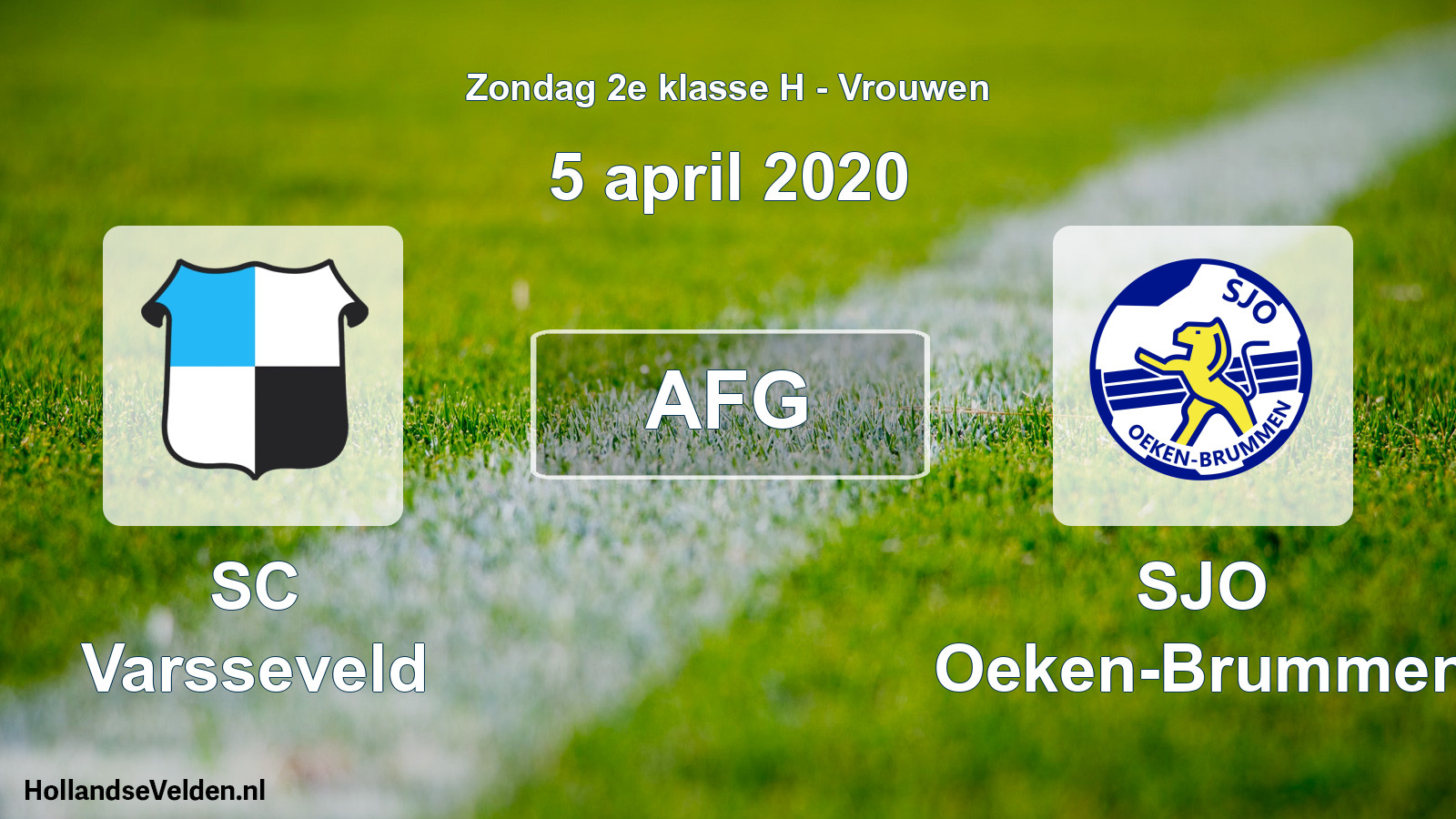 Geplande wedstrijd: SC Varsseveld - SJO Oeken-Brummen (5 april 2020)