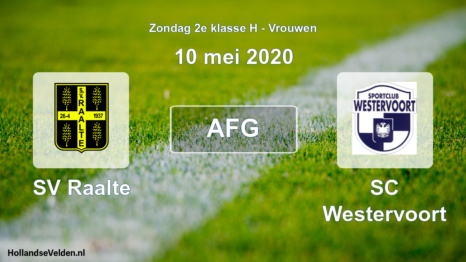 Geplande wedstrijd: SV Raalte - SC Westervoort (10 mei 2020)