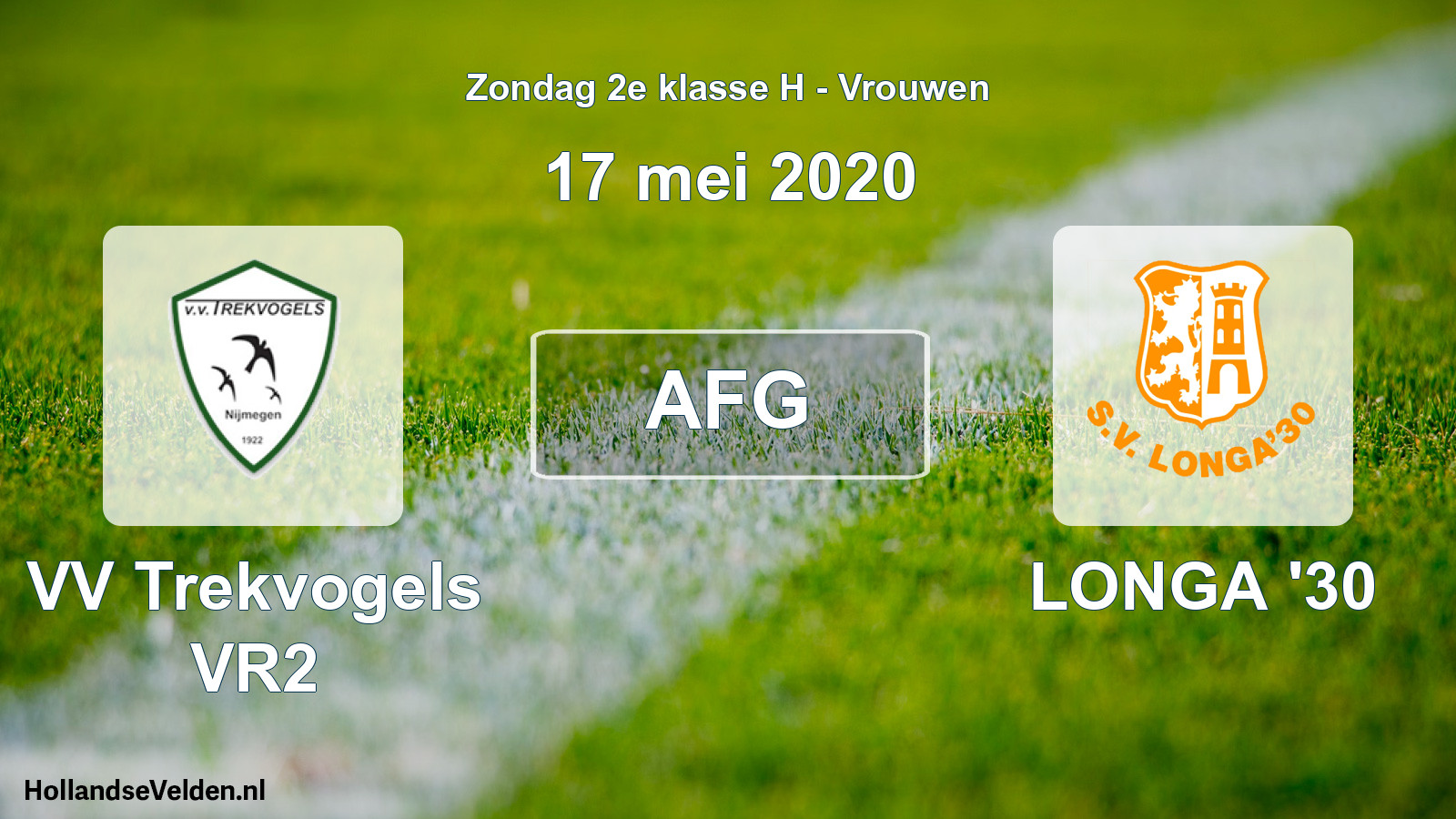 Geplande wedstrijd: VV Trekvogels VR2 - LONGA '30 (17 mei 2020)