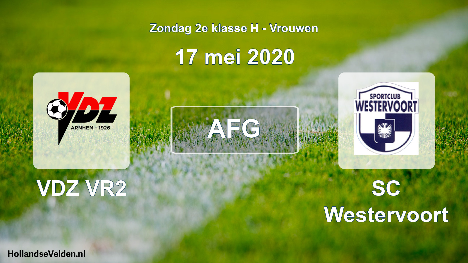 Geplande wedstrijd: VDZ VR2 - SC Westervoort (17 mei 2020)