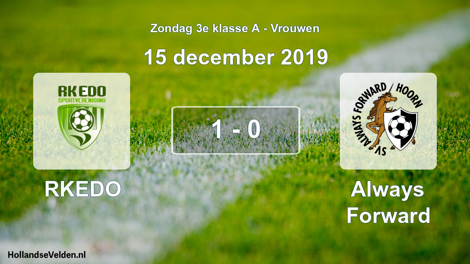 Gespeelde wedstrijd: RKEDO - Always Forward 1 - 0 (15 december 2019)