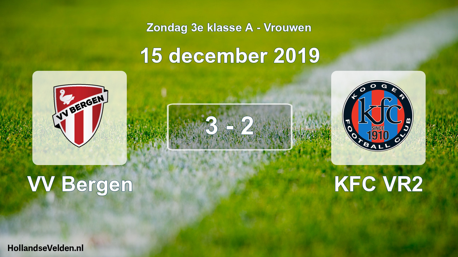 Gespeelde wedstrijd: VV Bergen - KFC VR2 3 - 2 (15 december 2019)
