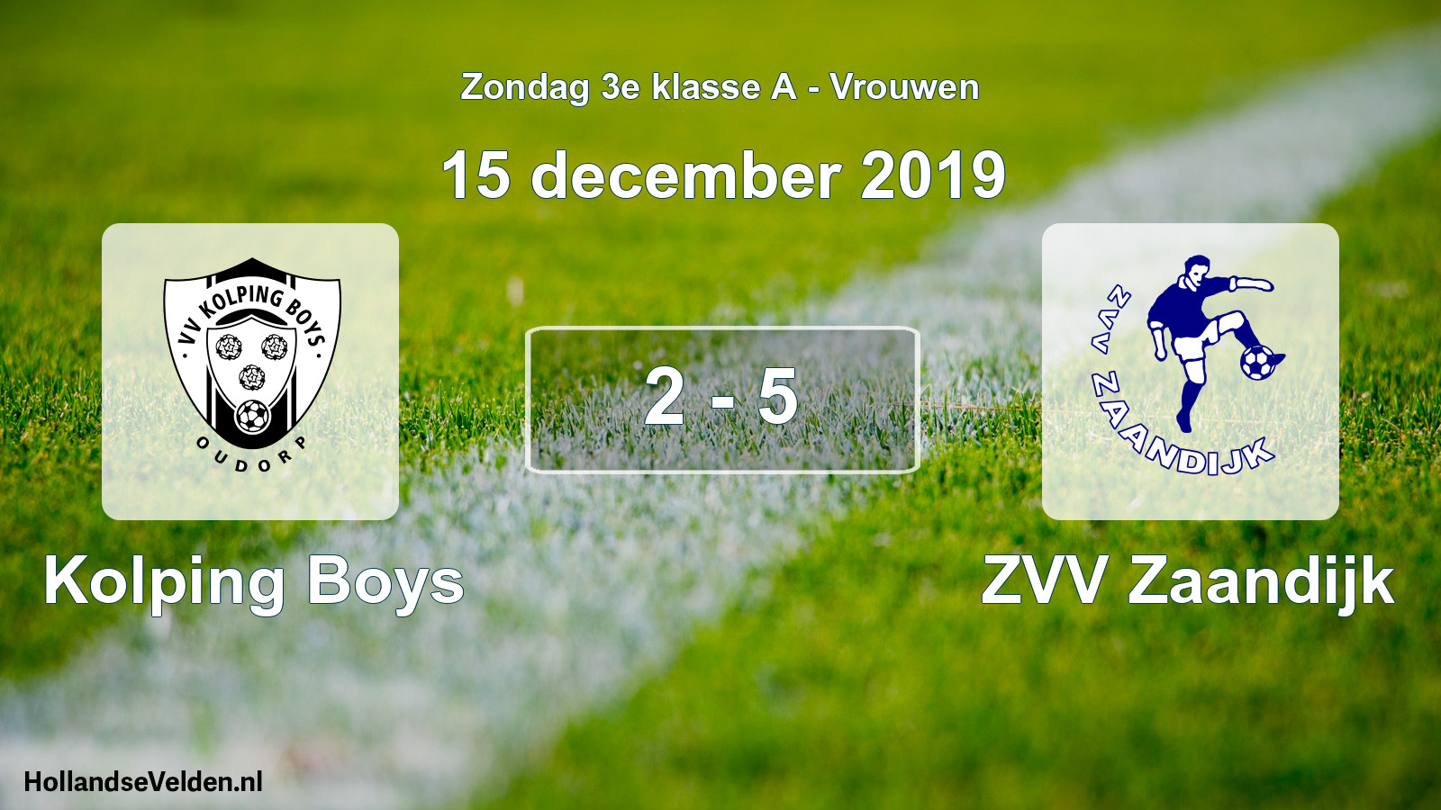 Gespeelde wedstrijd: Kolping Boys - ZVV Zaandijk 2 - 5 (15 december 2019)