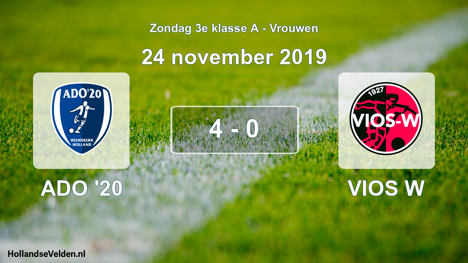 Gespeelde wedstrijd: ADO '20 - VIOS W 4 - 0 (24 november 2019)